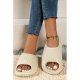 Beige Pleated Thick Soled Slippers