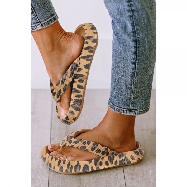 Leopard Print Thick Sole Flip Flops