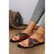 Multicolor Rivet Buckle Slip-on Flat Slippers