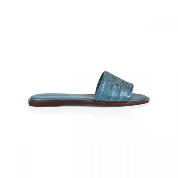 Embossed Leather Slides