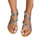 Multicolor Embroidered Lace Straps Flat Sandals