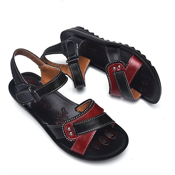 Leather Hook Loop Casual Comfy Opened Toe Flat Sandals