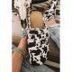 Animal Print Buckle Strap Frayed Canvas Slip On Slippers