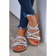 Silvery Round Toe Bling Flat Sandals