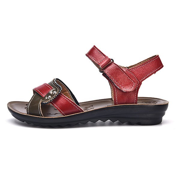 Leather Hook Loop Casual Comfy Opened Toe Flat Sandals